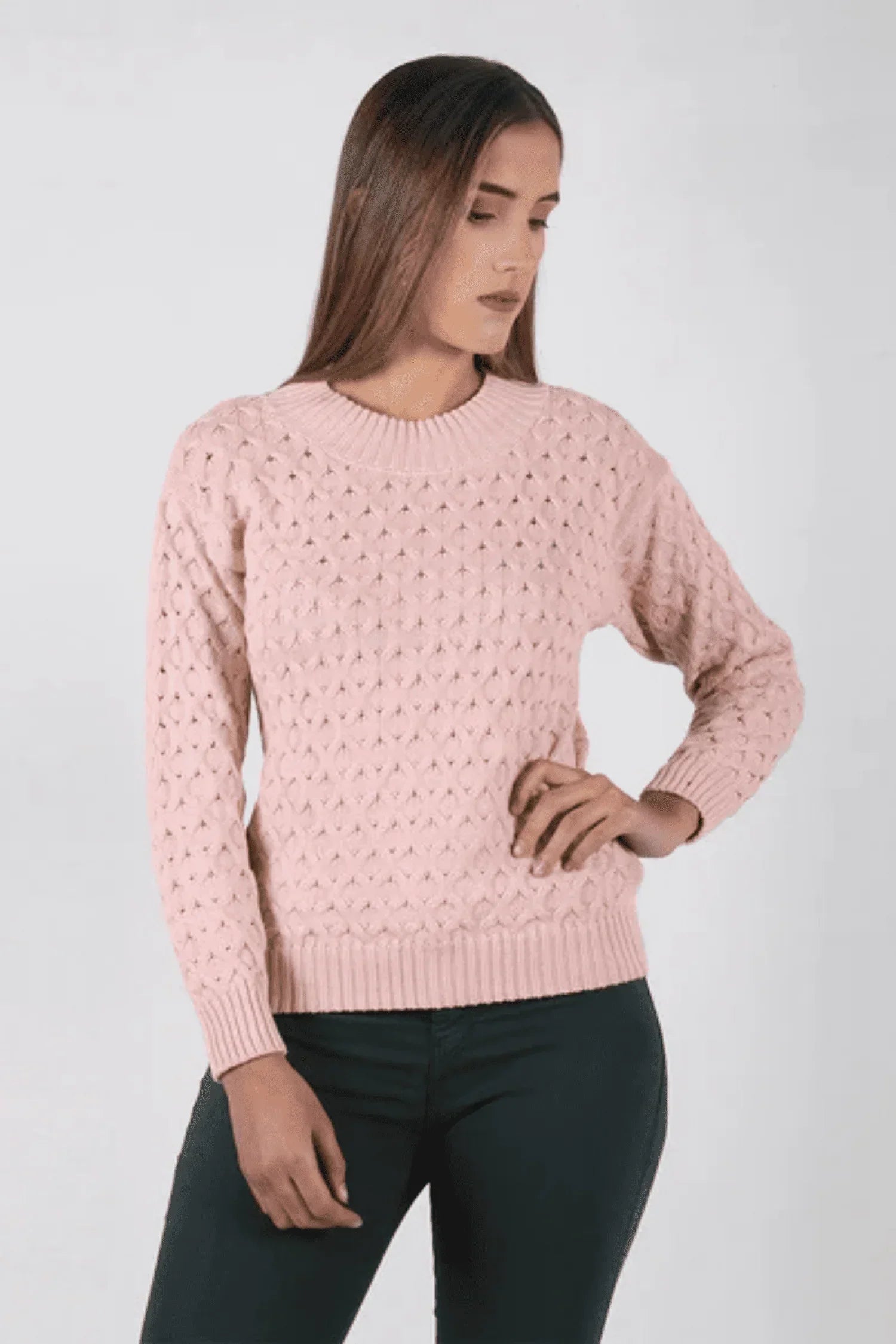 Suéter Nobsa Aran en algodón – Cuello ancho